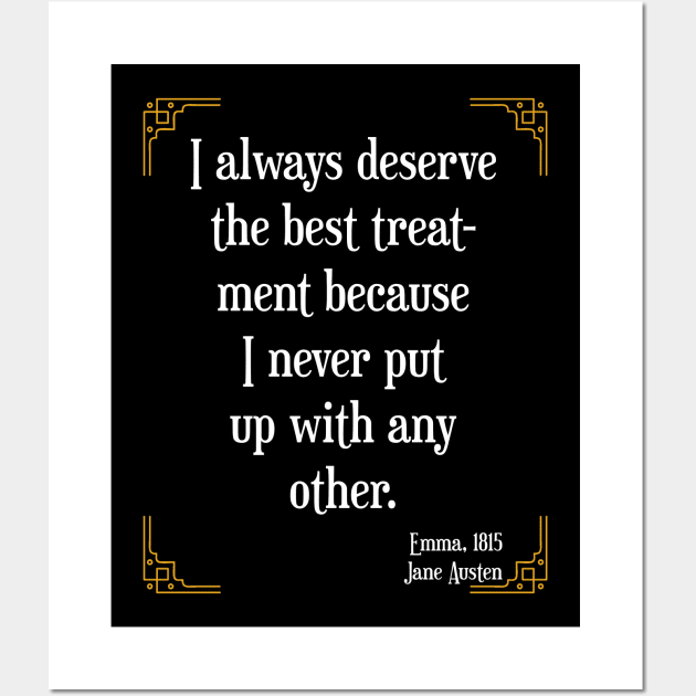 Jane Austen Art Deco Quote (White and Gold) Wall Art by The Lily and The Lark